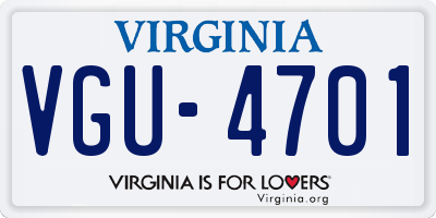VA license plate VGU4701