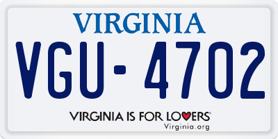 VA license plate VGU4702