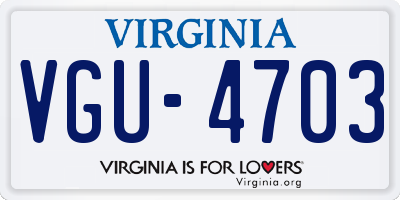 VA license plate VGU4703