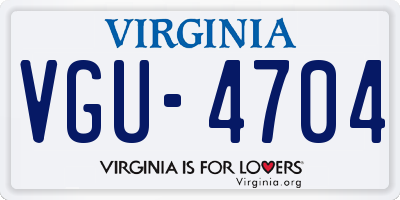 VA license plate VGU4704