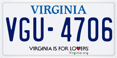 VA license plate VGU4706