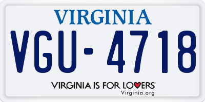 VA license plate VGU4718