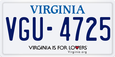 VA license plate VGU4725