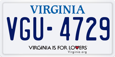 VA license plate VGU4729