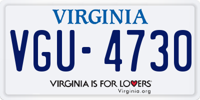 VA license plate VGU4730