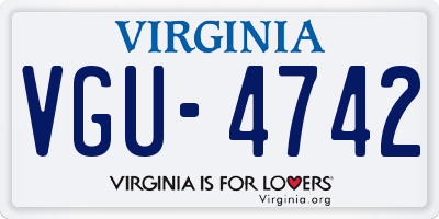VA license plate VGU4742
