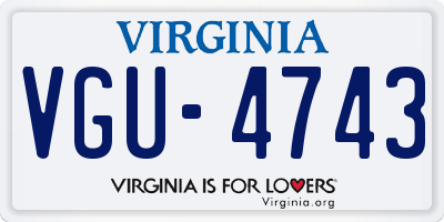 VA license plate VGU4743