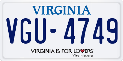 VA license plate VGU4749
