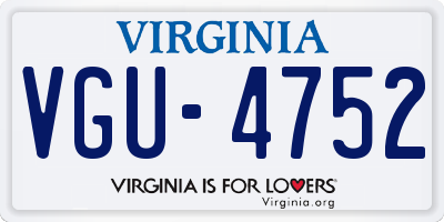 VA license plate VGU4752