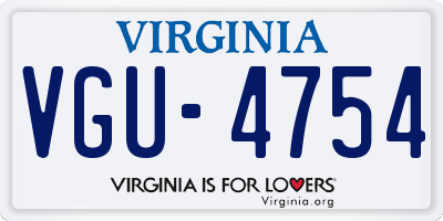 VA license plate VGU4754
