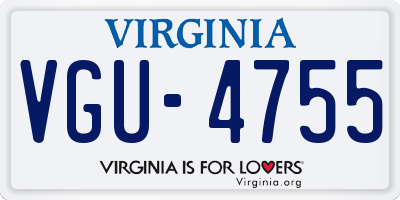 VA license plate VGU4755