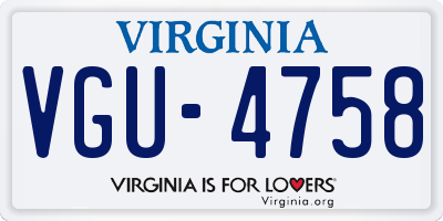 VA license plate VGU4758