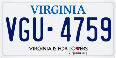 VA license plate VGU4759