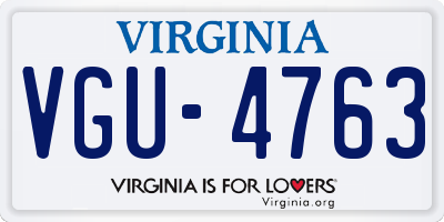 VA license plate VGU4763