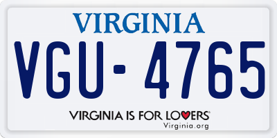 VA license plate VGU4765