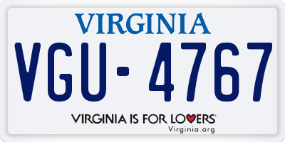 VA license plate VGU4767