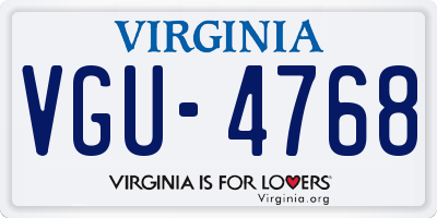 VA license plate VGU4768