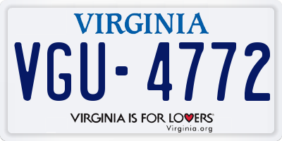 VA license plate VGU4772