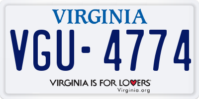 VA license plate VGU4774