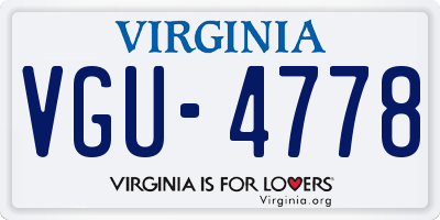 VA license plate VGU4778