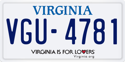 VA license plate VGU4781