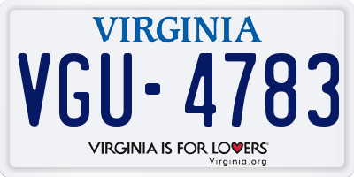 VA license plate VGU4783