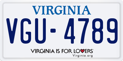 VA license plate VGU4789