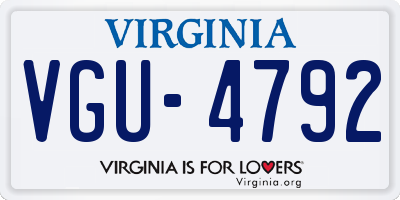 VA license plate VGU4792