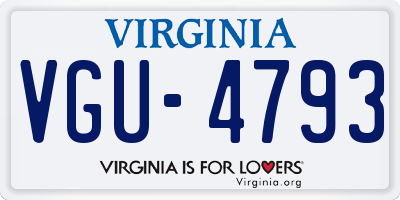 VA license plate VGU4793