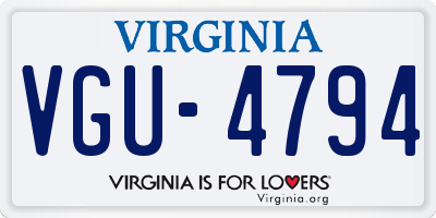 VA license plate VGU4794