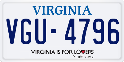 VA license plate VGU4796