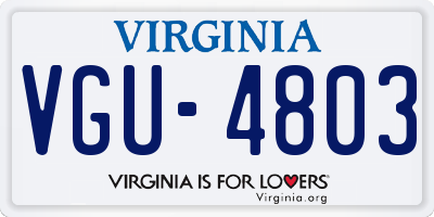VA license plate VGU4803