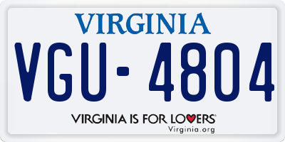 VA license plate VGU4804