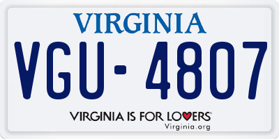 VA license plate VGU4807
