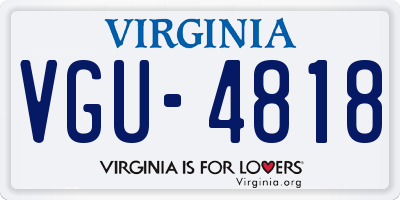 VA license plate VGU4818