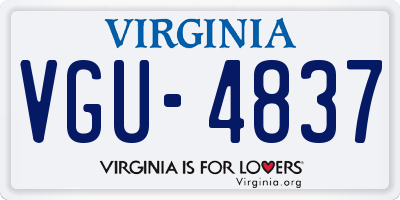 VA license plate VGU4837
