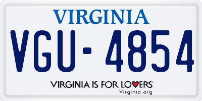 VA license plate VGU4854