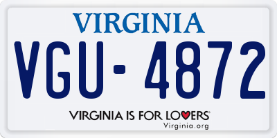 VA license plate VGU4872