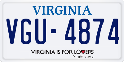 VA license plate VGU4874