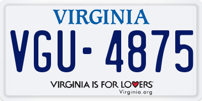 VA license plate VGU4875
