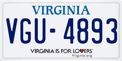 VA license plate VGU4893