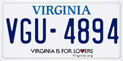 VA license plate VGU4894
