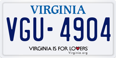 VA license plate VGU4904