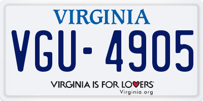 VA license plate VGU4905