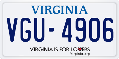 VA license plate VGU4906