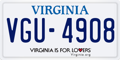 VA license plate VGU4908