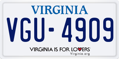 VA license plate VGU4909