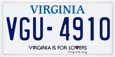VA license plate VGU4910
