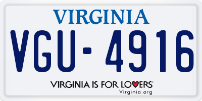 VA license plate VGU4916