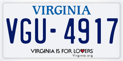 VA license plate VGU4917